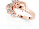 Marquise Moissanite Floral Cluster Bypass Ring in Rose gold with Prong Setting_1