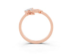 Marquise Moissanite Floral Cluster Bypass Ring in Rose gold with Prong Setting_3