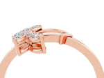 Marquise Moissanite Floral Cluster Bypass Ring in Rose gold with Prong Setting_4