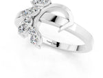 Marquise Moissanite Floral Cluster Bypass Ring in Silver with Prong Setting_1