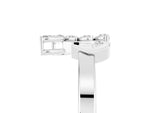 Marquise Moissanite Floral Cluster Bypass Ring in Silver with Prong Setting_5