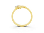 Marquise Moissanite Floral Cluster Bypass Ring in Yellow gold with Prong Setting_3