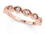 Marquise Moissanite Milgrain Half Eternity Band in Rose gold with Bezel Setting_1