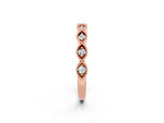 Marquise Moissanite Milgrain Half Eternity Band in Rose gold with Bezel Setting_2