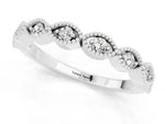 Marquise Moissanite Milgrain Half Eternity Band in White gold with Bezel Setting_1