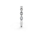 Marquise Moissanite Milgrain Half Eternity Band in White gold with Bezel Setting_2