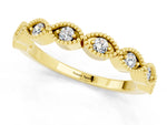 Marquise Moissanite Milgrain Half Eternity Band in Yellow gold with Bezel Setting_1