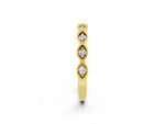 Marquise Moissanite Milgrain Half Eternity Band in Yellow gold with Bezel Setting_2