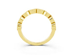 Marquise Moissanite Milgrain Half Eternity Band in Yellow gold with Bezel Setting_3