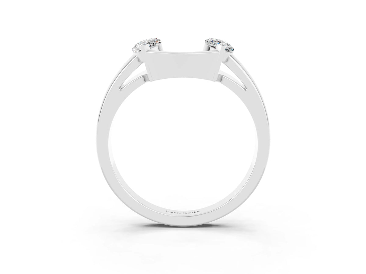 Marquise Moissanite Open Band Ring in Platinum with Tension Setting_3