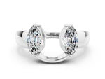 Marquise Moissanite Open Band Ring in Silver with Tension Setting