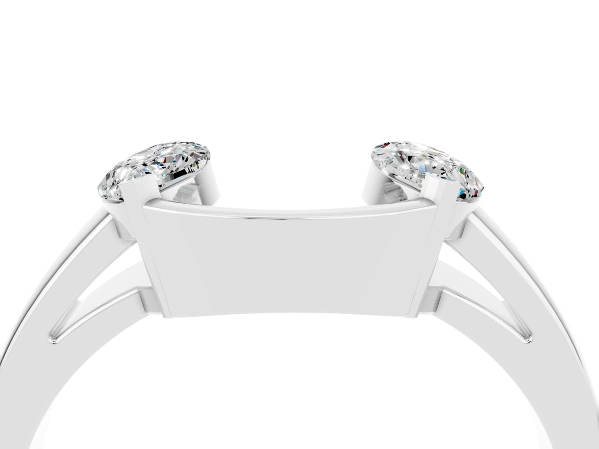 Marquise Moissanite Open Band Ring in Silver with Tension Setting_4