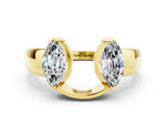 Marquise Moissanite Open Band Ring in Yellow gold with Tension Setting