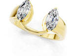 Marquise Moissanite Open Band Ring in Yellow gold with Tension Setting_1