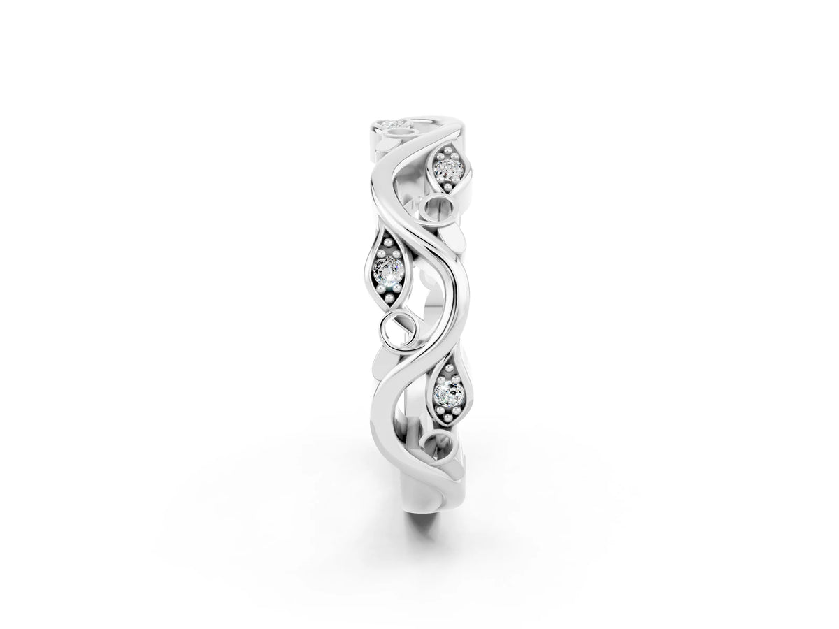 Marquise Moissanite Vine Eternity Band in Platinum with Bezel Setting_2