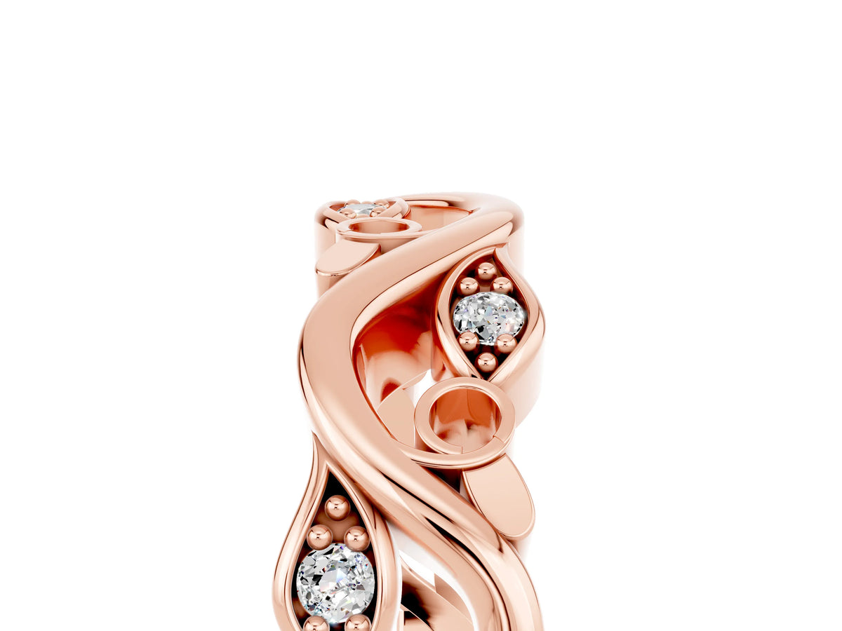 Marquise Moissanite Vine Eternity Band in Rose gold with Bezel Setting_5