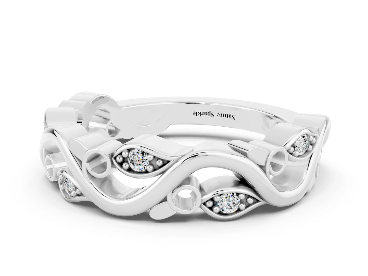 Marquise Moissanite Vine Eternity Band in Silver with Bezel Setting