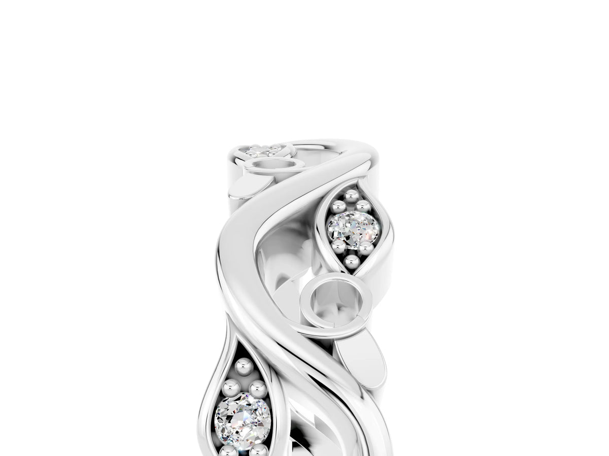 Marquise Moissanite Vine Eternity Band in Silver with Bezel Setting_5