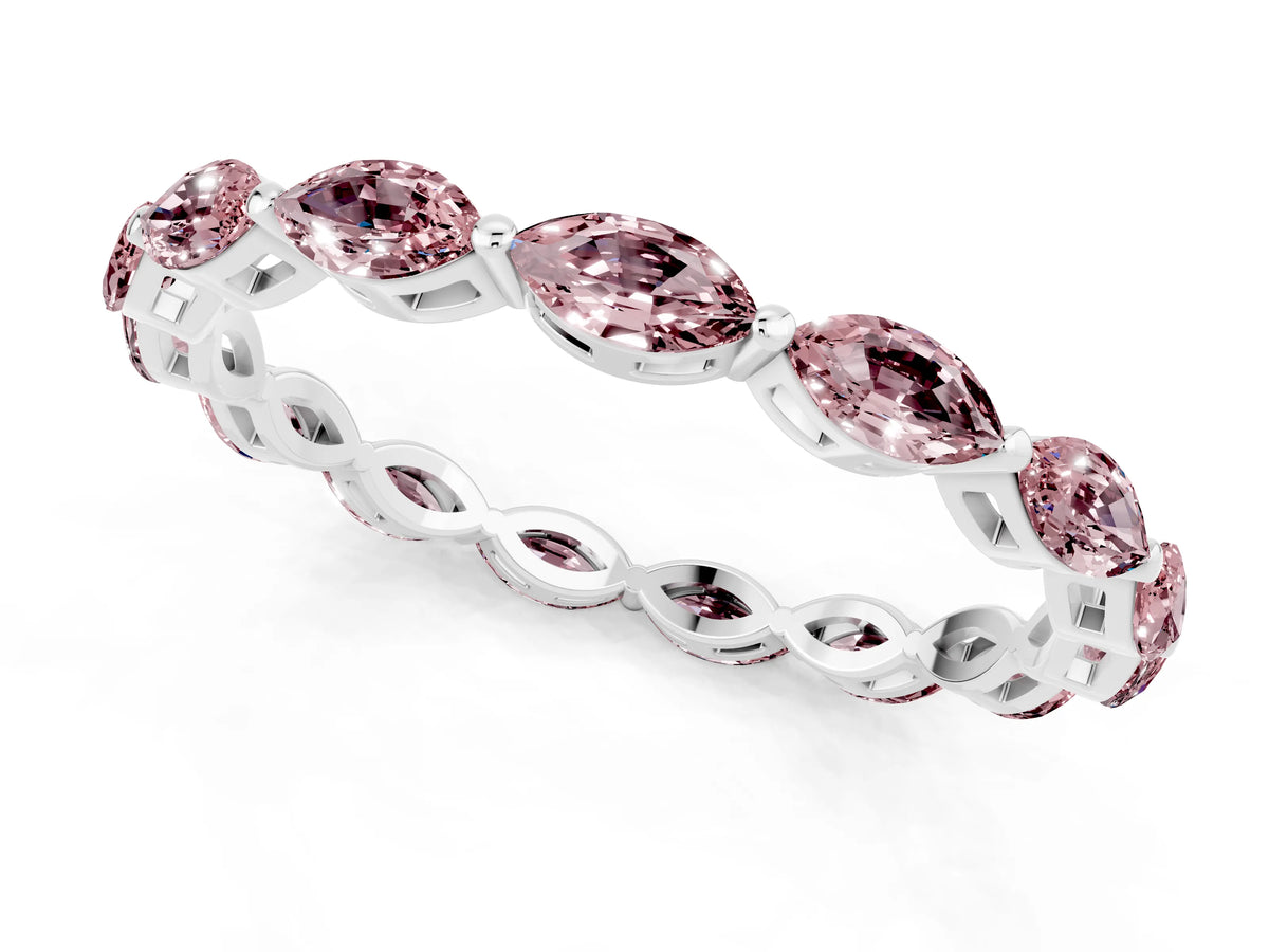 Marquise Morganite Eternity Band in Platinum with U-Prong Setting_1