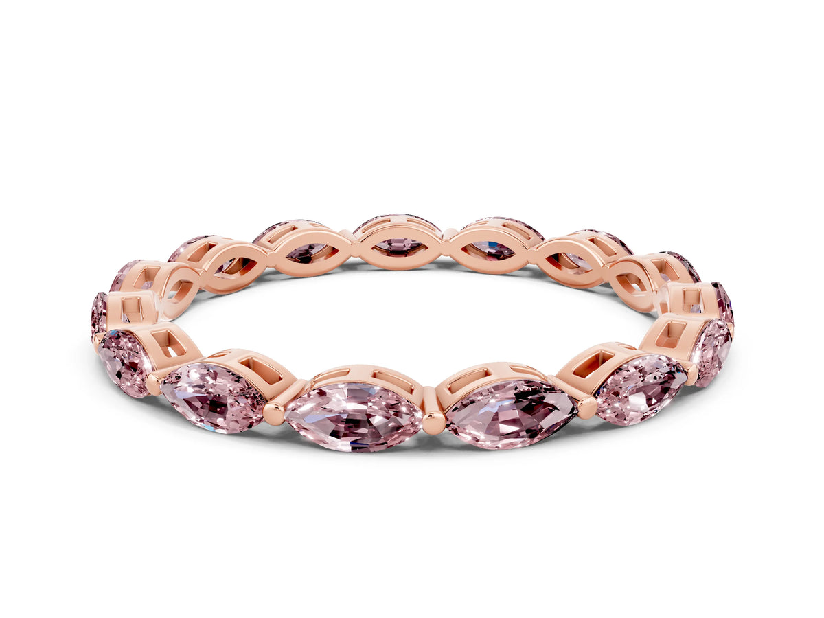 Marquise Morganite Eternity Band in Rose gold with U-Prong Setting