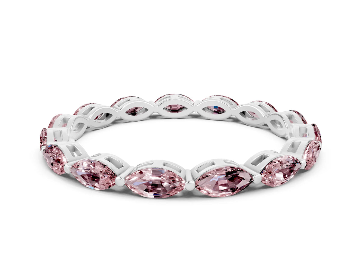 Marquise Morganite Eternity Band in White gold with U-Prong Setting
