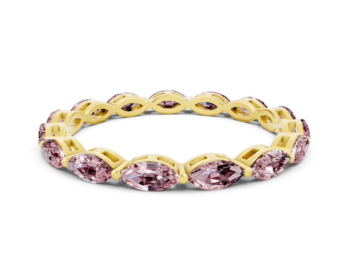 Marquise Morganite Eternity Band in Yellow gold with U-Prong Setting
