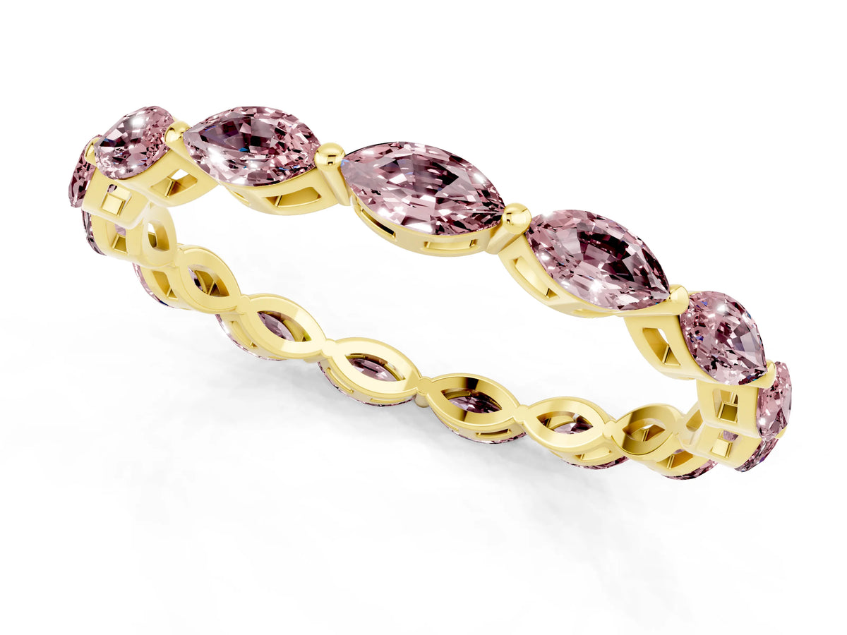 Marquise Morganite Eternity Band in Yellow gold with U-Prong Setting_1