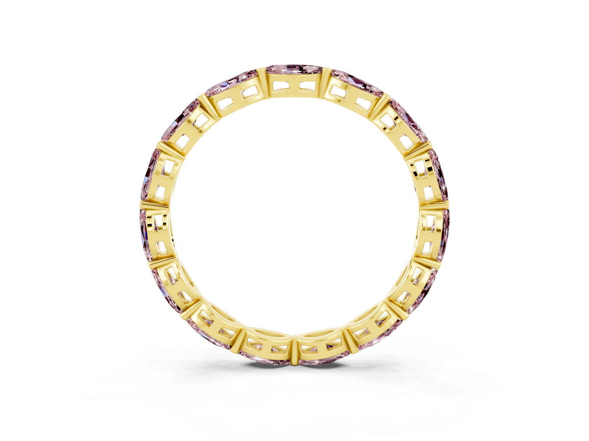 Marquise Morganite Eternity Band in Yellow gold with U-Prong Setting_3