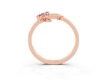 Marquise Morganite Floral Cluster Bypass Ring in Rose gold with Prong Setting_3