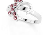 Marquise Morganite Floral Cluster Bypass Ring in Silver with Prong Setting_1