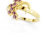 Marquise Morganite Floral Cluster Bypass Ring in Yellow gold with Prong Setting_1