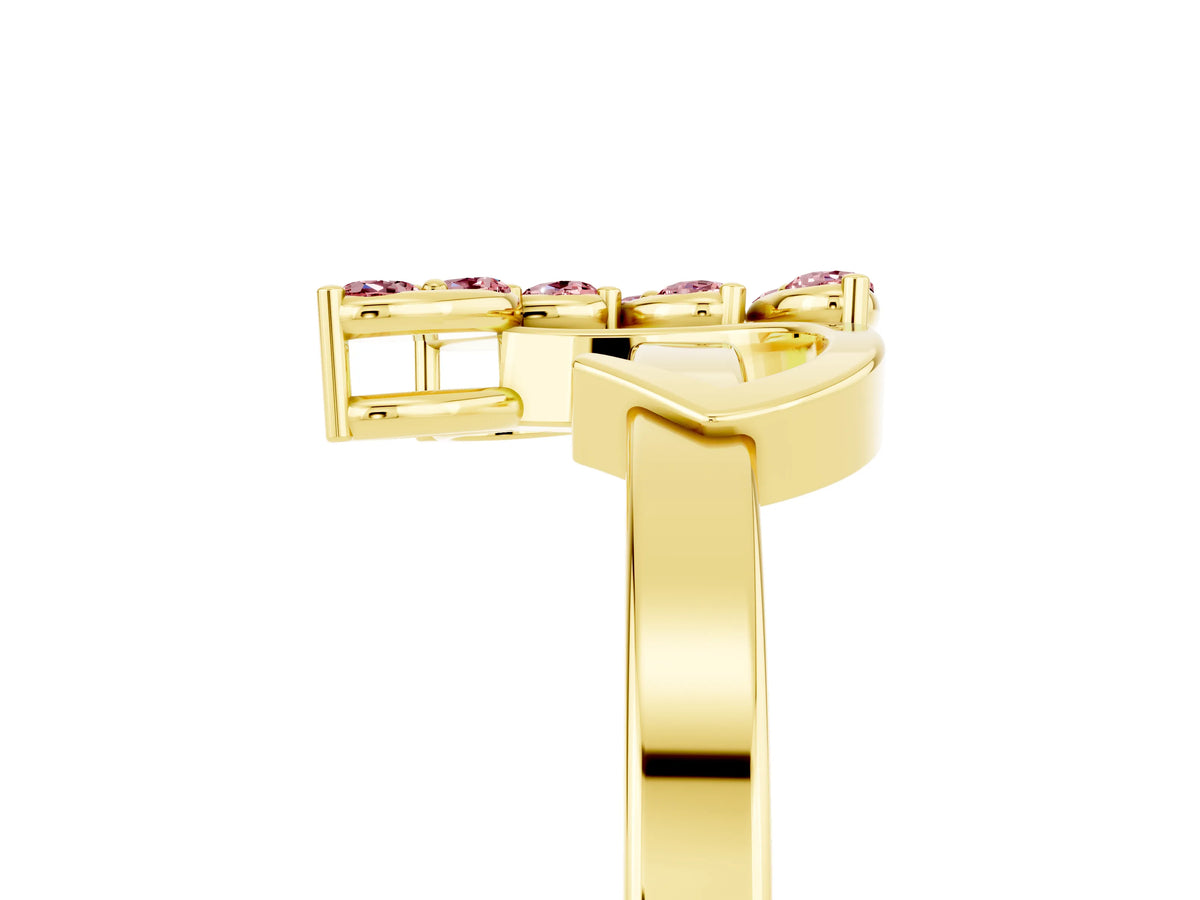 Marquise Morganite Floral Cluster Bypass Ring in Yellow gold with Prong Setting_5