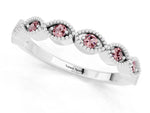 Marquise Morganite Milgrain Half Eternity Band in Silver with Bezel Setting_1