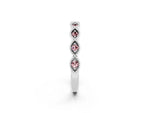 Marquise Morganite Milgrain Half Eternity Band in Silver with Bezel Setting_2