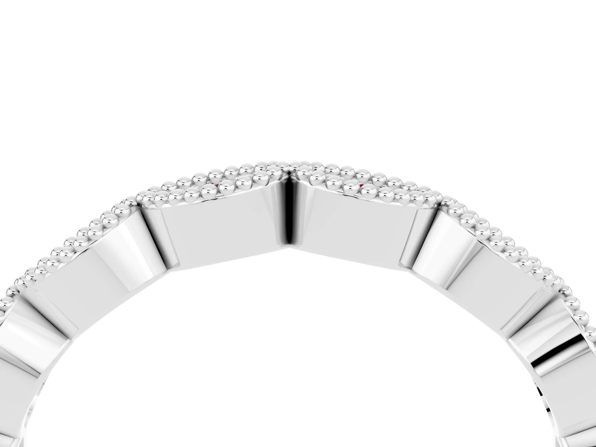 Marquise Morganite Milgrain Half Eternity Band in White gold with Bezel Setting_4