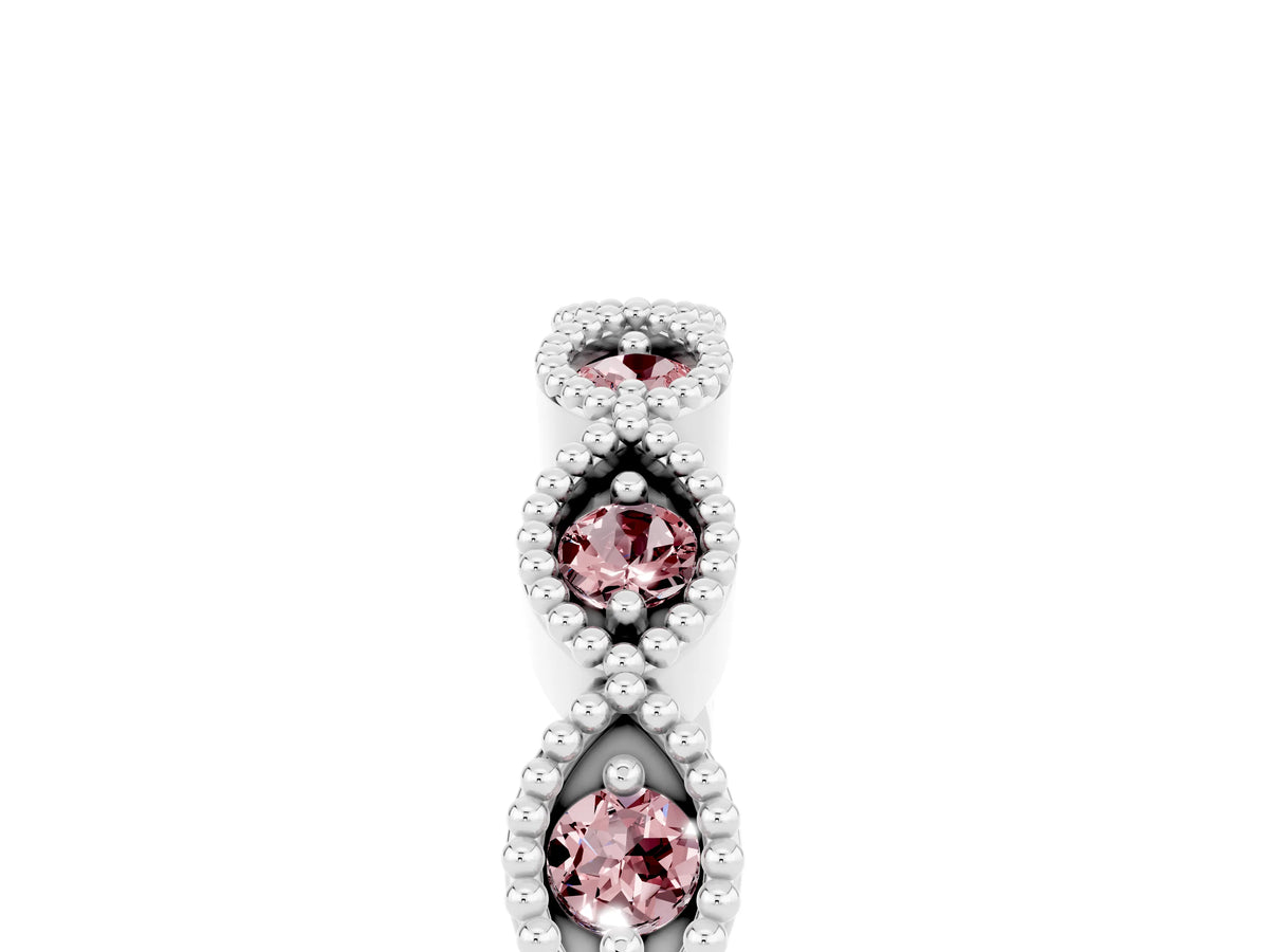 Marquise Morganite Milgrain Half Eternity Band in White gold with Bezel Setting_5