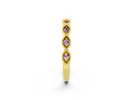 Marquise Morganite Milgrain Half Eternity Band in Yellow gold with Bezel Setting_2