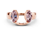 Marquise Morganite Open Band Ring in Rose gold with Tension Setting