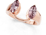 Marquise Morganite Open Band Ring in Rose gold with Tension Setting_1