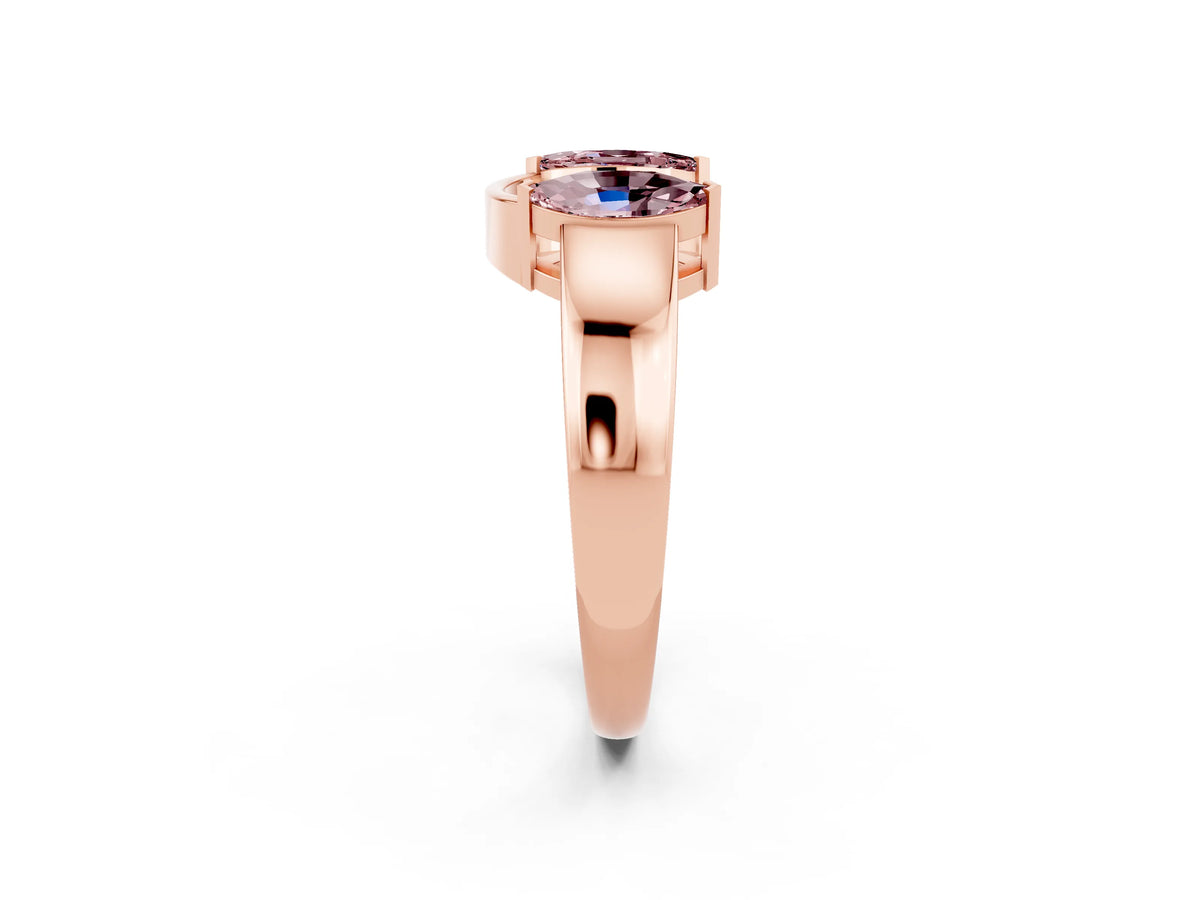 Marquise Morganite Open Band Ring in Rose gold with Tension Setting_2