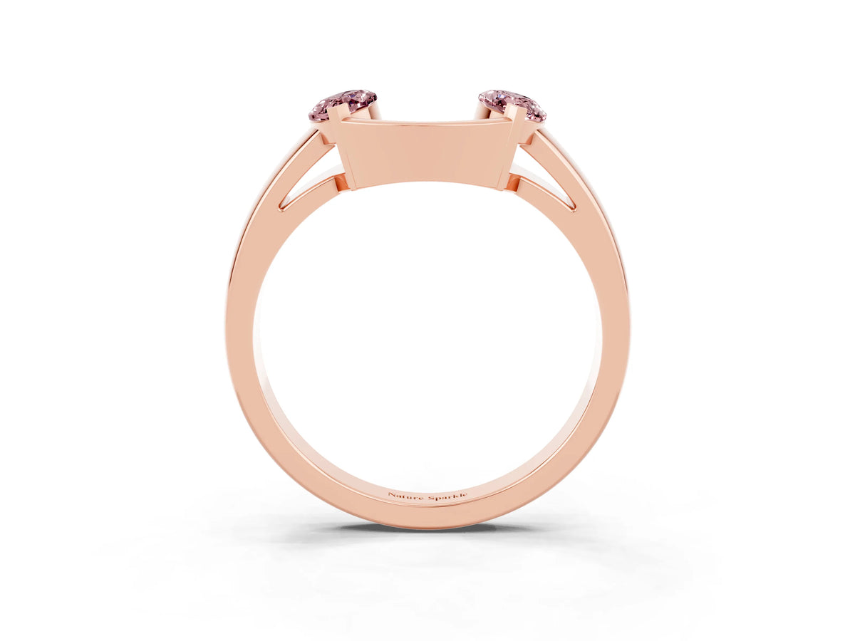 Marquise Morganite Open Band Ring in Rose gold with Tension Setting_3