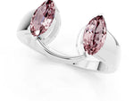 Marquise Morganite Open Band Ring in White gold with Tension Setting_1
