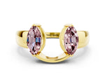 Marquise Morganite Open Band Ring in Yellow gold with Tension Setting