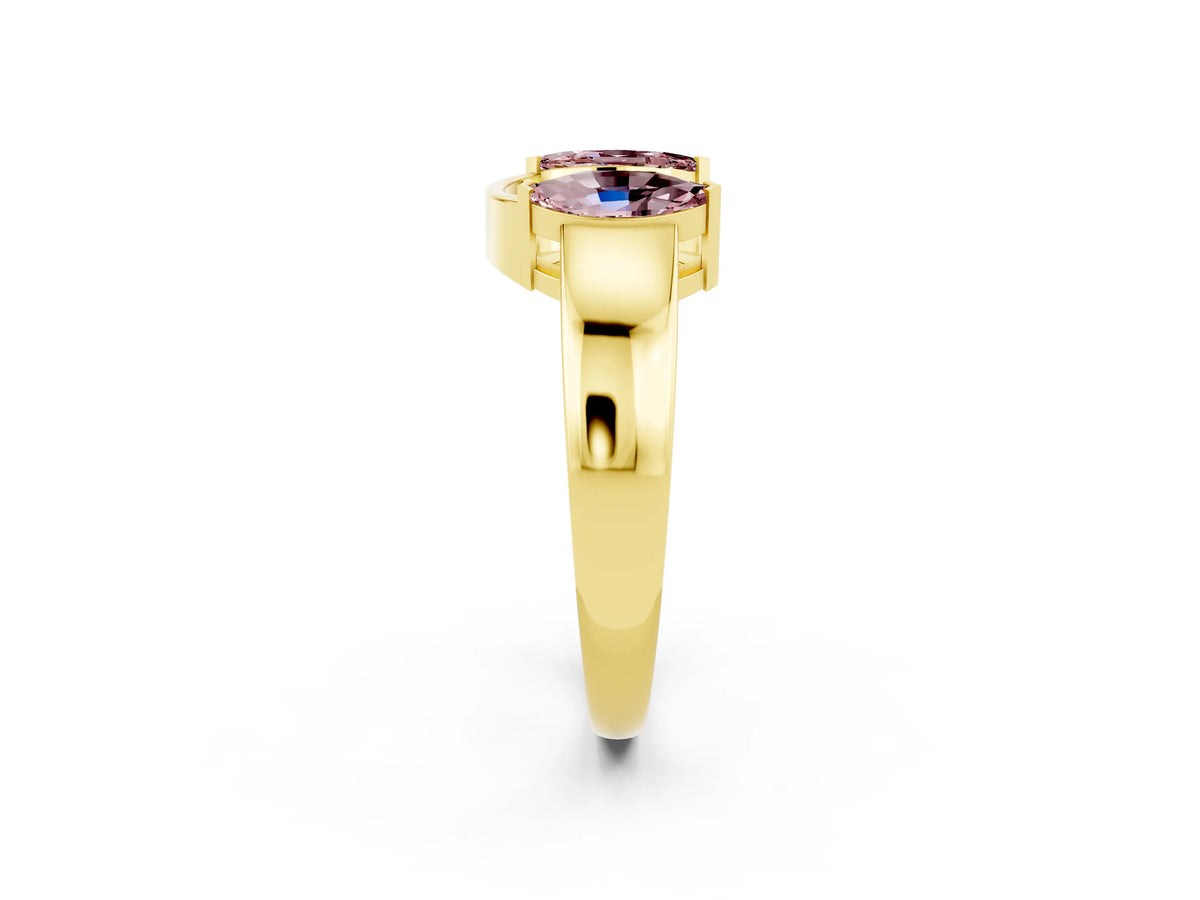 Marquise Morganite Open Band Ring in Yellow gold with Tension Setting_2
