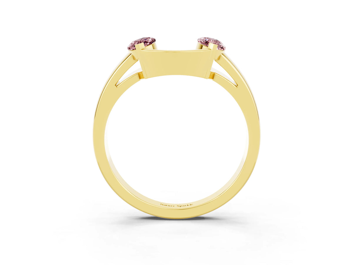 Marquise Morganite Open Band Ring in Yellow gold with Tension Setting_3