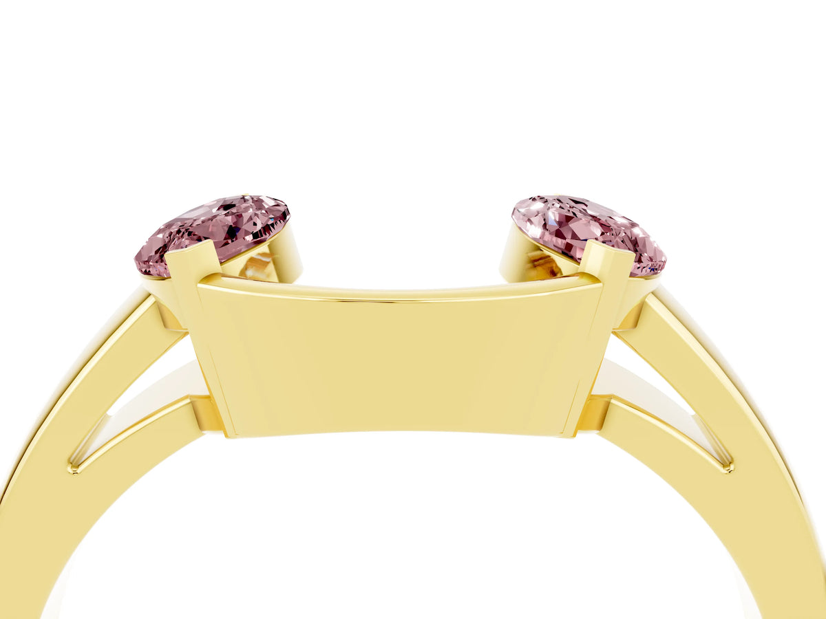 Marquise Morganite Open Band Ring in Yellow gold with Tension Setting_4