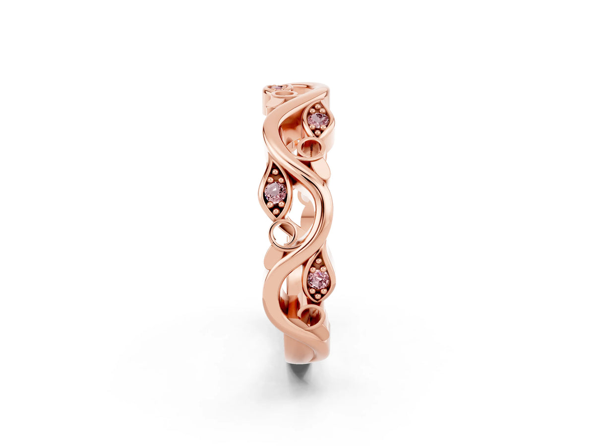 Marquise Morganite Vine Eternity Band in Rose gold with Bezel Setting_2