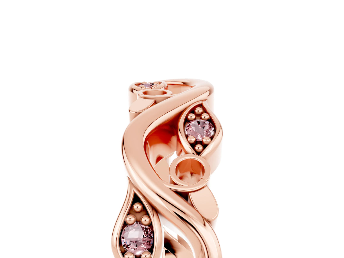 Marquise Morganite Vine Eternity Band in Rose gold with Bezel Setting_5