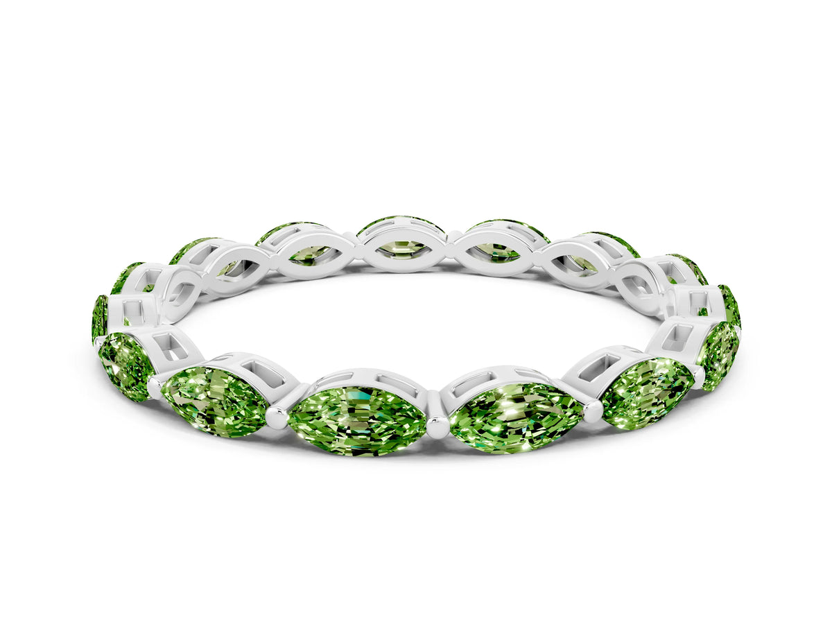 Marquise Peridot Eternity Band in Platinum with U-Prong Setting