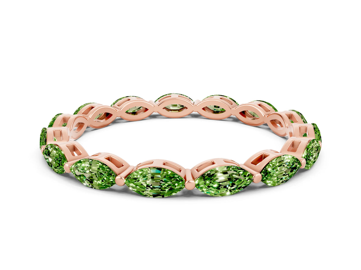 Marquise Peridot Eternity Band in Rose gold with U-Prong Setting